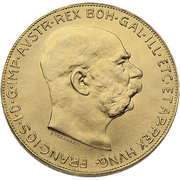 AUSTRIAN GOLD 100 CORONA Obverse