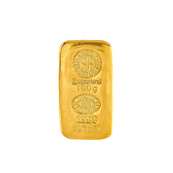 100 GRAM GOLD CAST BAR ARGOR-HERAEUS - Reverse