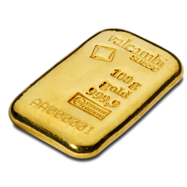 100 GRAM GOLD BAR VALCAMBI CAST - Reverse