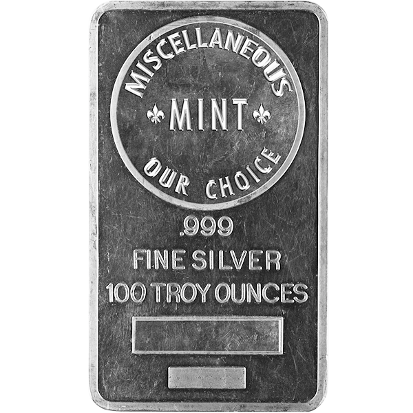 100 OZ SILVER BAR **OUR CHOICE BRAND** Obverse