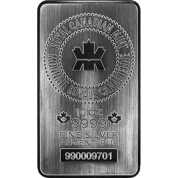 10 OZ SILVER BAR ROYAL CANADIAN MINT Obverse