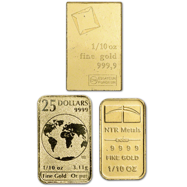 1/10 OZ GOLD BAR RANDOM TYPE - Obverse