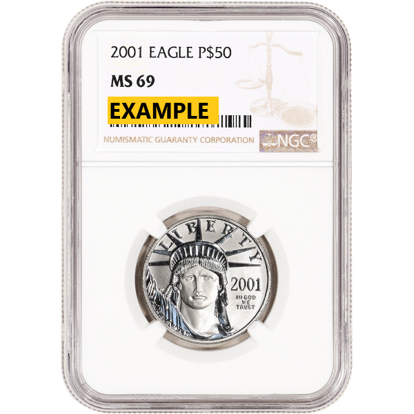 1/2 OZ PLATINUM AMERICAN EAGLE NGC MS69 - Obverse