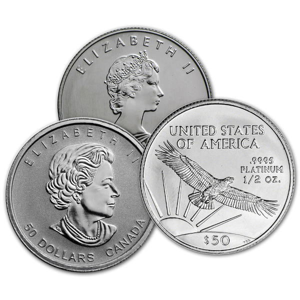 1/2 OZ .9995 PLATINUM COIN RANDOM TYPE - Reverse