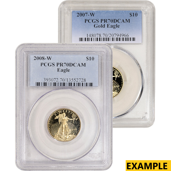 1/4 OZ AMERICAN GOLD EAGLE PCGS70 PROOF - Obverse