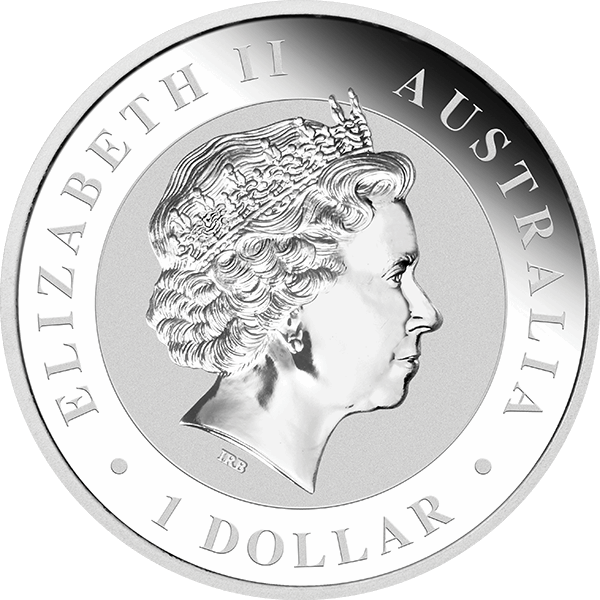 Australian $1 coin with Queen Elizabeth II's portrait, wave border, and text: "ELIZABETH II AUSTRALIA 1 DOLLAR".