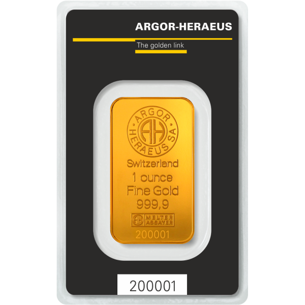 1 OZ GOLD BAR ARGOR-HERAEUS KINEBAR - Reverse
