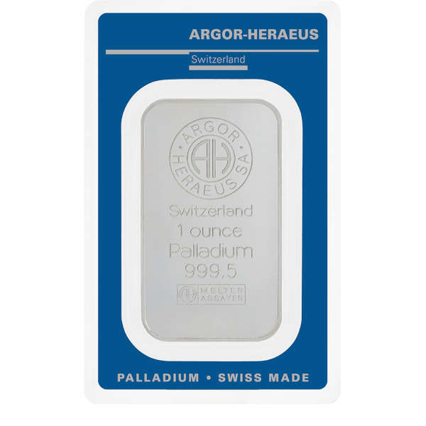 1 OZ PALLADIUM BAR ARGOR HERAEUS - Obverse