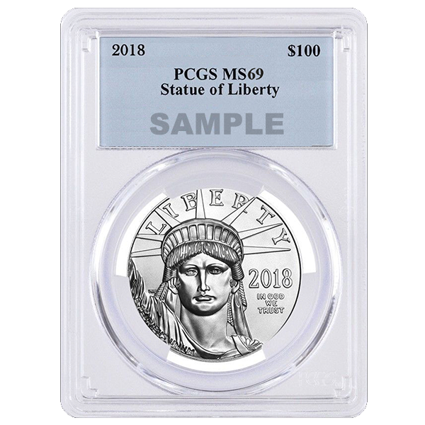 1 OZ PLATINUM AMERICAN EAGLE PCGS MS69 - Obverse