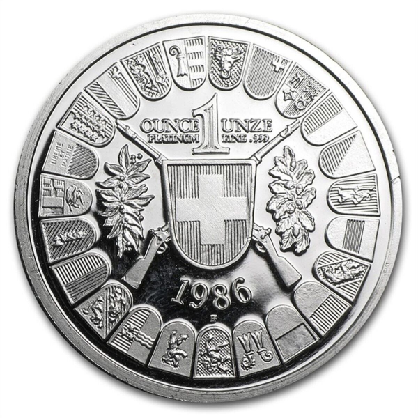 1 OZ SWISS PLATINUM THALER - Reverse