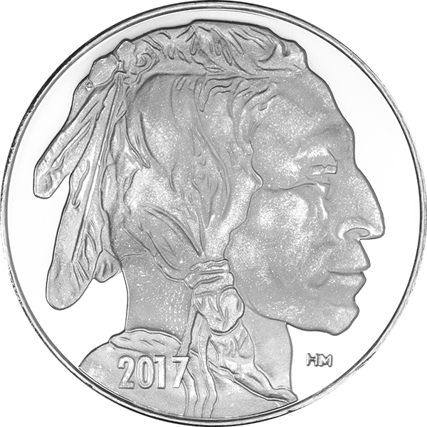 1 OZ SILVER ROUND BUFFALO HIGHLAND MINT Obverse