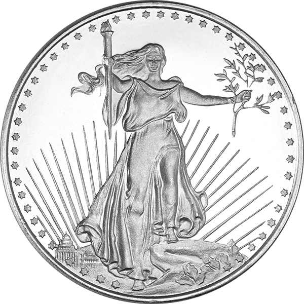 1 OZ SILVER ROUND SAINT GAUDEN Obverse