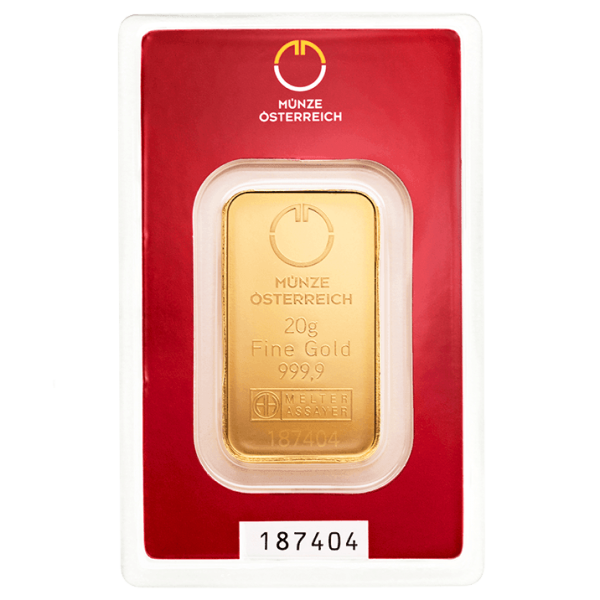 20 GRAM GOLD BAR AUSTRIAN MINT - Obverse