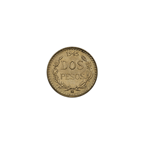 2 PESO MEXICAN GOLD COIN Obverse