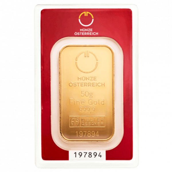 50 GRAM GOLD BAR AUSTRIAN MINT - Obverse