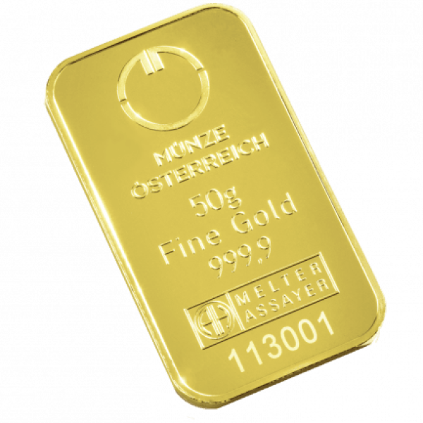50 GRAM GOLD BAR AUSTRIAN MINT - Reverse