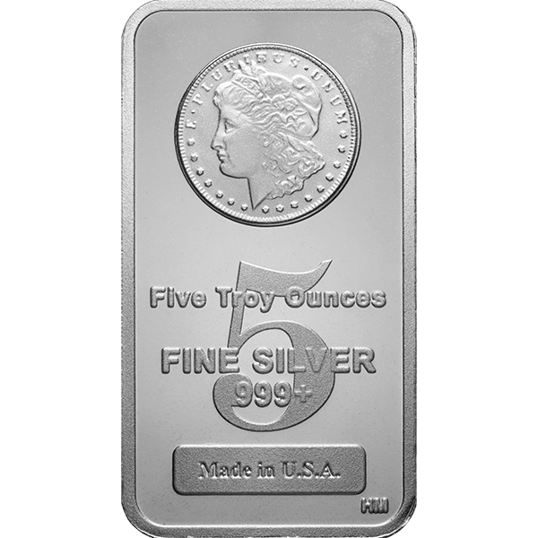5 OZ SILVER BAR MORGAN Obverse