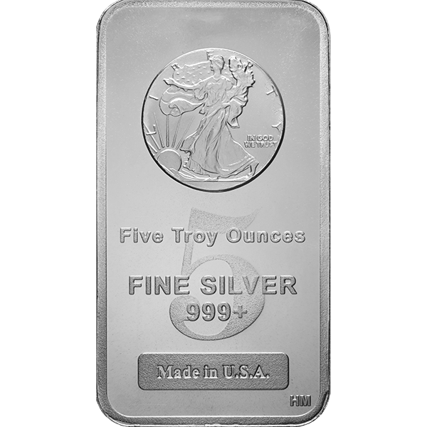 5 OZ SILVER BAR WALKING LIBERTY Obverse