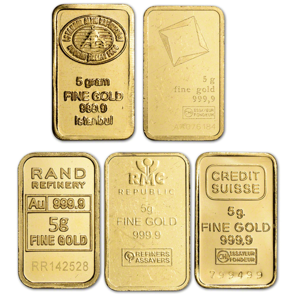 5 GRAM GOLD BAR RANDOM BRAND - Obverse
