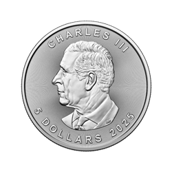 canadian coin featuring profile of king charles iii with inscriptions 5 dollars 2025 on a silver background