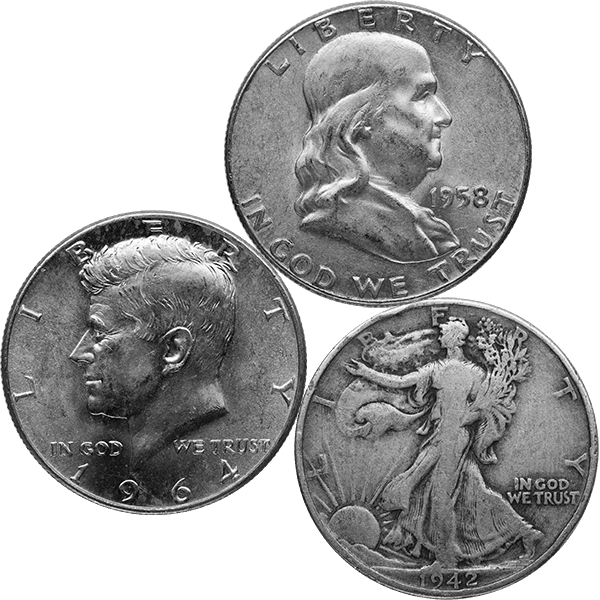 90% AMERICAN SILVER COINS - MIXED HALVES  Obverse