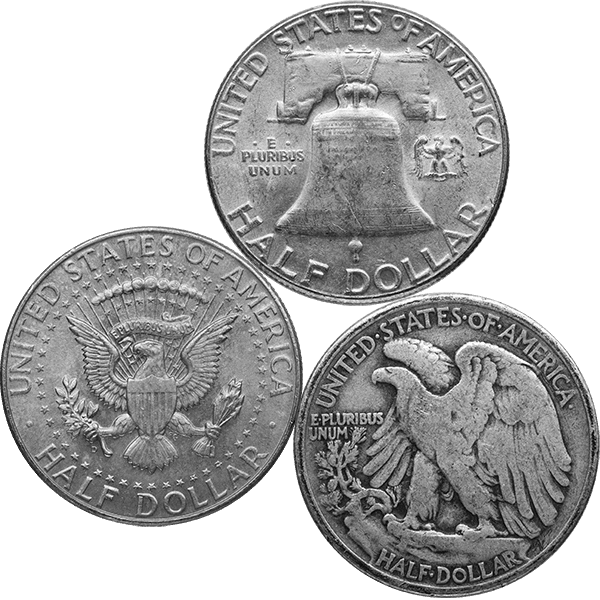 90% AMERICAN SILVER COINS - MIXED HALVES  Reverse