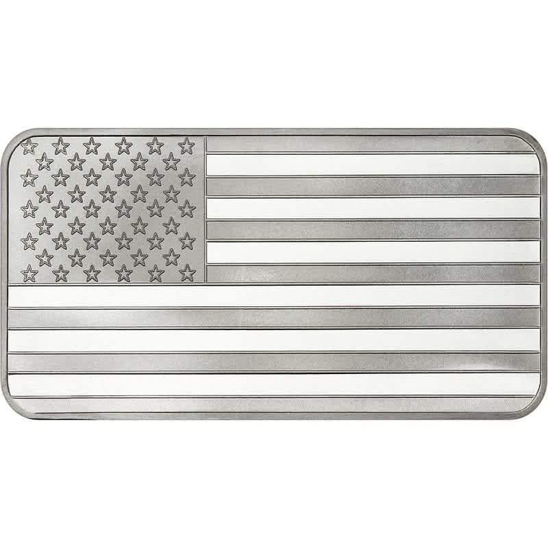 10 OZ SILVER BAR FLAG SILVERTOWNE 1