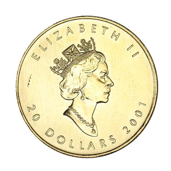 1/2 OZ CANADIAN GOLD MAPLE LEAF - NO PLASTIC Obverse