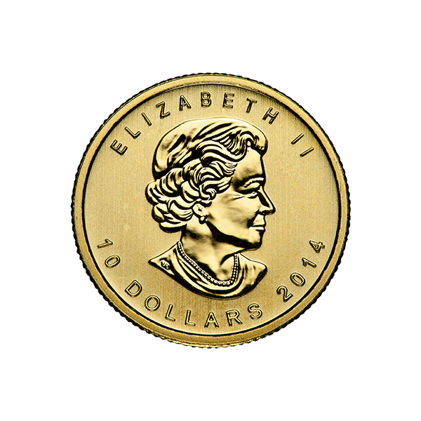 1/4 OZ CANADIAN GOLD MAPLE LEAF Obverse