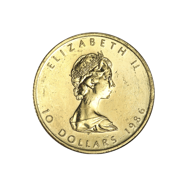 1/4 OZ CANADIAN GOLD MAPLE LEAF - NO PLASTIC Obverse
