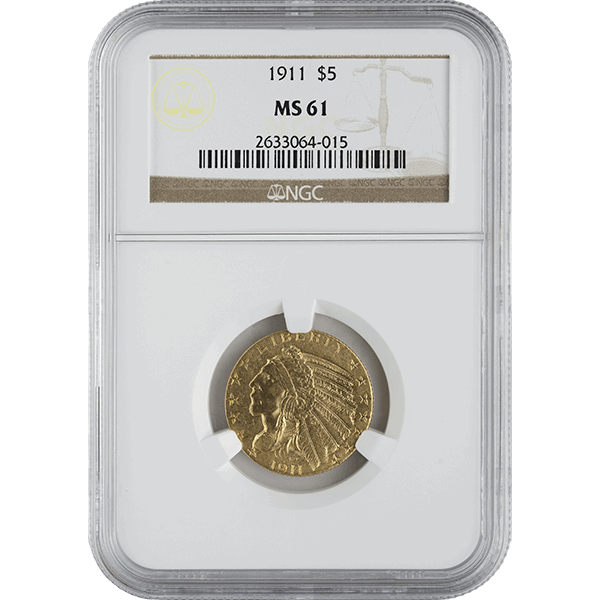 $5 U.S. GOLD INDIAN NGC61 - Obverse