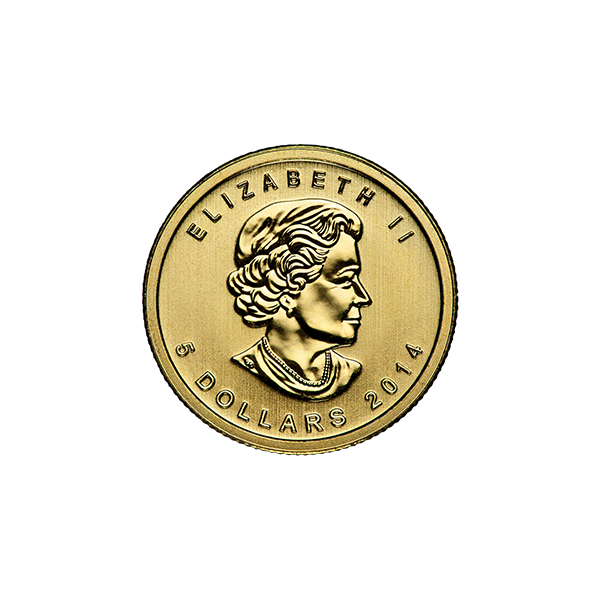 1/10 OZ CANADIAN GOLD MAPLE LEAF Obverse
